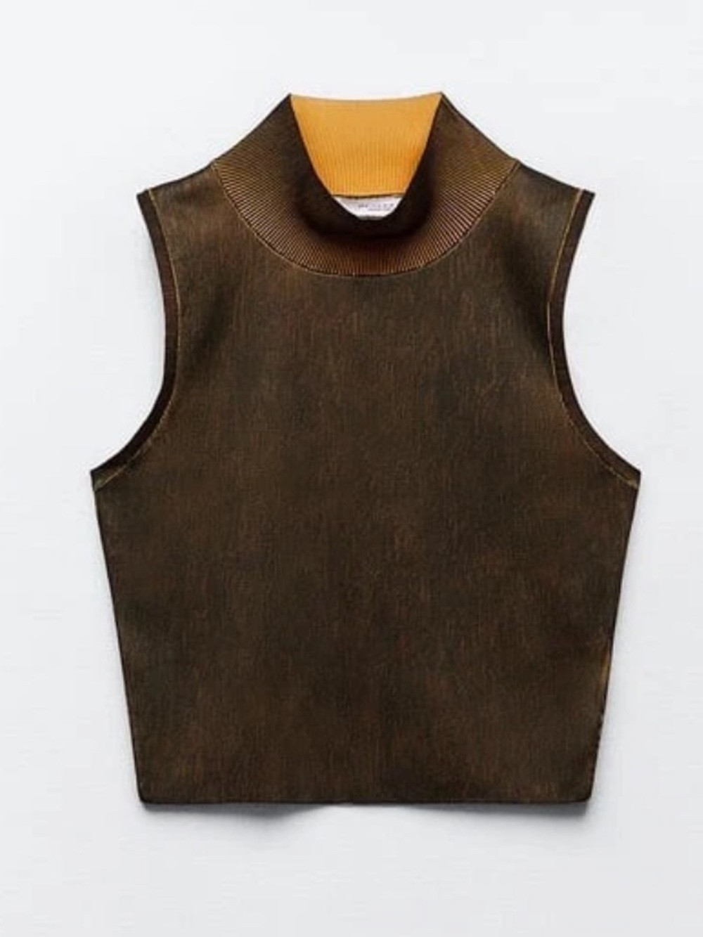 Zara NWoT Distressed Effect Knit Mock Neck Top - Size S